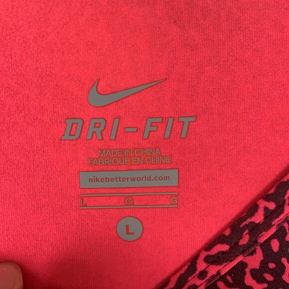 Nike Womens large printed base layer 3/4 length sleeves pink purple warm gear we - Picture 3 of 12
